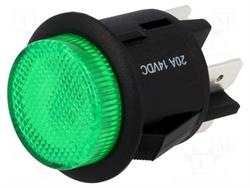 INTERRUPTOR PRESION ILUMINADO VERDE DPST-NO - 2 POSICIONES ON OFF - 20A / 12VCC - ORIFICIO MONT. Ø25mm