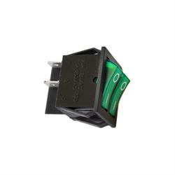 INTERRUPTOR BASCULANTE DOBLE SPDT - 2 POSICIONES - 15A 250V - ON OFF - LUMINOSO - VERDE