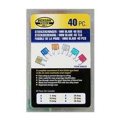 KIT DE MINIFUSIBLES PARA AUTOMOVIL - 40 UNIDADES - 6 TIPOS - 10.9x3.6x16.3 mm