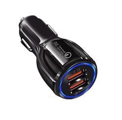 ALIMENTADOR MECHERO - x2 USB - ENTRADA 12-24VCC - QC3.0 + 5V 3.1A - NEGRO