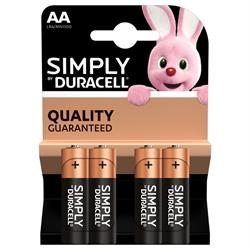PILA ALCALINA DURACELL SIMPLY LR6 / AA - BLISTER 4 UNIDADES