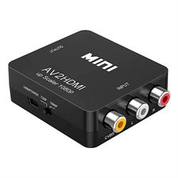 CONVERSOR / ADAPTADOR ENTRADA AV 3 RCA HEMBRA - SALIDA HDMI HEMBRA 1080P CON CABLE USB - NEGRO - BOX