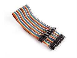 JUEGO DE CABLES DE PUENTE 40 POLOS - 30cm - MACHO A MACHO - CABLE PLANO