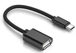 ADAPTADOR USB A HEMBRA - USB TIPO-C MACHO - OTG - NEGRO - FLEXIBLE