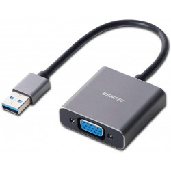 CONVERSOR - ADAPTADOR ENTRADA USB 3.0 MACHO - SALIDA VGA HEMBRA - DRIVERS INCLUIDOS