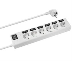 REGLETA SCHUKO - 6 TOMAS SCHUKO HEMBRA  CON INTERRUPTOR INDEPENDIENTE - 16A 250V - 3500W