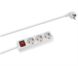 REGLETA 3 TOMAS SCHUKO - 3x1,5mm 16A - CON INTERRUPTOR - CABLE 1,5 METROS - PROTEC. NIÑOS