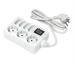 REGLETA 3 TOMAS SCHUKO + 4 EUROPA - 3x1,5mm 16A - CON INTERRUPTOR - CABLE 1,5 METROS - PROTEC. NIÑOS