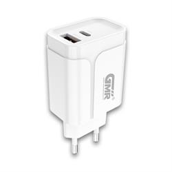 CARGADOR DOBLE 18W - X1 USB-C POWER DELIVERY 3.0 - X1 USB-A QUICK CHARGE 3.0 - BLANCO