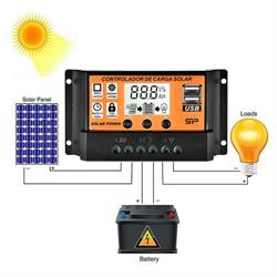 CONTROLADOR DE CARGA SOLAR MPPT PWM - 12V/24V - 100A - USB 5V/2A