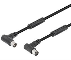 CONEXION ANTENA TV MACHO - HEMBRA NEGRO - ACODADO - CON FERRITAS - 1,5 METROS