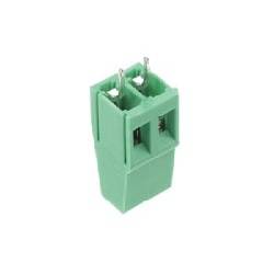 REGLETA DE CONEXION PROFESIONAL CON TORNILLOS - BLOQUE 2 CONTACTOS - PASO 5mm - VERDE