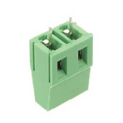 REGLETA DE CONEXION PROFESIONAL CON TORNILLOS - BLOQUE 2 CONTACTOS - PASO 7,5mm - VERDE