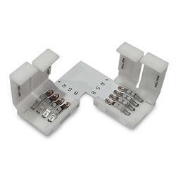 CONECTOR DE CIRCUITO FLEXIBLE - PARA TIRAS LED - EN FORMA DE 'L' - COLOR RGB - ANCHO 10 mm - CON CLIP CONEXION