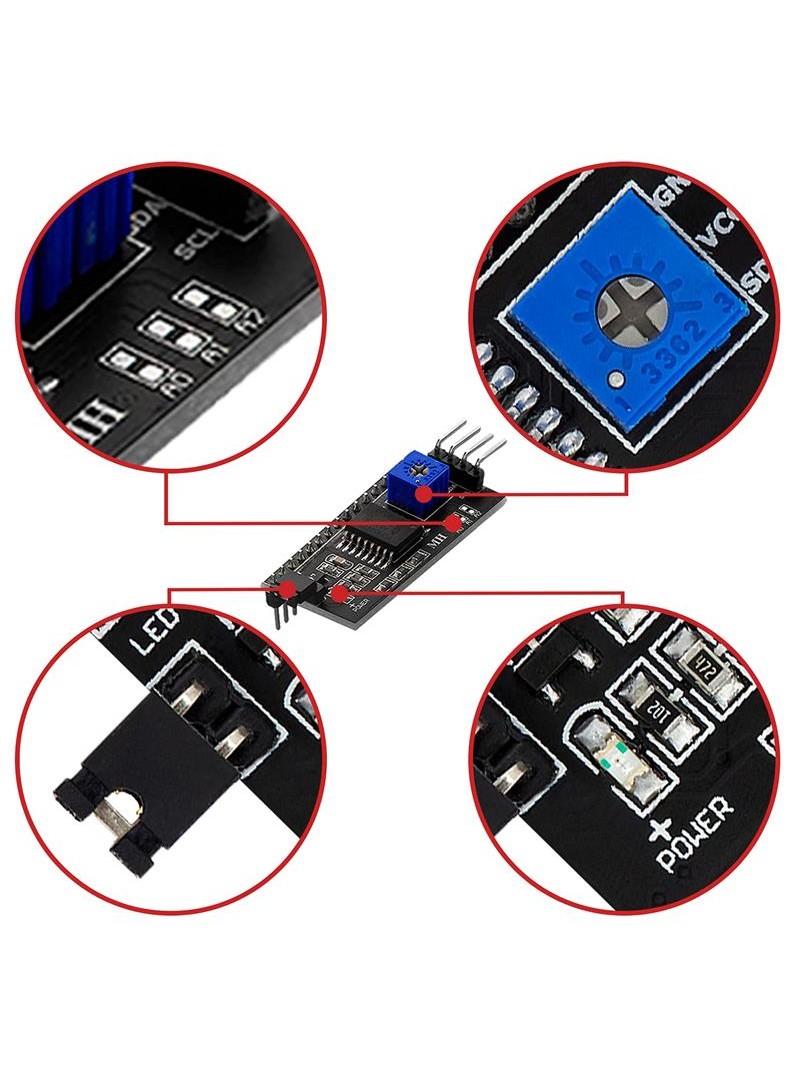 MODULO I2C PARA PANTALLAS - COMPATIBLE CON LCD 1602 2004 - 52x19x14mm