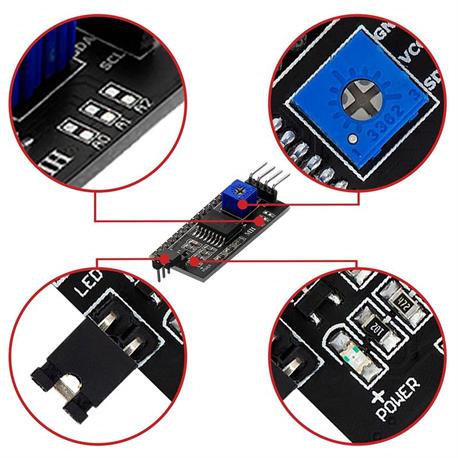 MODULO I2C PARA PANTALLAS - COMPATIBLE CON LCD 1602 2004 - 52x19x14mm