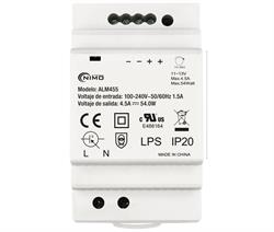 FUENTE DE ALIMENTACIÓN CONMUTADA PARA CARRIL DIN - 12V - 4,5A - 54W - 52.5x90x58mm