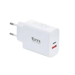 CARGADOR TM ENTRADA AC100-240V a x1 USB 5V / 2,4A - x1 USBC 5V/3A - BLANCO - 15,5W
