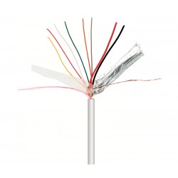 BOBINA DE MANGUERA 8 HILOS - x6 CABLES 0,22mm - x2 CABLES 0,75mm CON CPR - APANTALLADO - BLANCO - 100 METROS