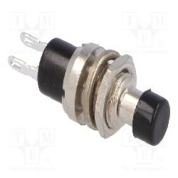 PULSADOR PRESION METALICO SPST  1 POSICION 230V / 1A - NC [TECLA REDONDA NEGRA]