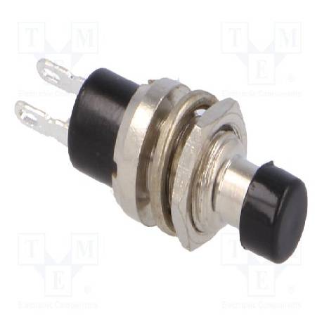PULSADOR PRESION METALICO SPST  1 POSICION 230V / 1A - NC [TECLA REDONDA NEGRA]