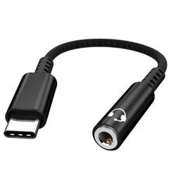 ADAPTADOR DAC USB-C MACHO - JACK 3,5mm HEMBRA STEREO - CABLE NYLON 10cm