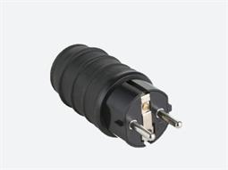 CLAVIJA - ENCHUFE DE RED SCHUKO INDUSTRIAL - GOMA - NEGRO - 16A 250V - CON TIERRA