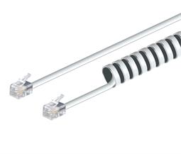 CONEXION TELEFONICA RIZADO RJ9 [AURICULAR] MACHO - MACHO [7.5m] - BLANCO