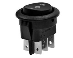 INTERRUPTOR BASCULANTE DP3T - 2 POSICIONES - 10A  250VAC -  ON OFF ON - 6 FASTON - NEGRO REDONDO