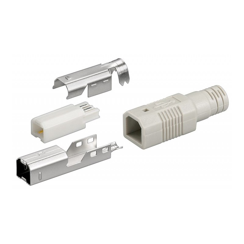 CONECTOR USB B - MACHO - AEREO - 4 PIN - PARA SOLDAR - BEIGE