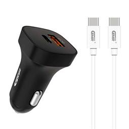 CARGADOR DE COCHE PD QC3.0 - USB A + USB C  - 30W - INCLUYE CABLE USB C