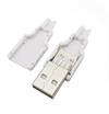 CONECTOR USB TIPO A - MACHO - AEREO - PARA SOLDAR - ENSAMBLAJE DE 3 PIEZAS - BLANCO