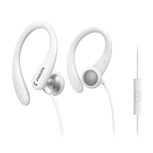 AURICULARES DEPORTIVOS PHILIPS - CABLE DE 1,2m - REFUERZO DE GRAVES - MUSICA Y LLAMADAS - BLANCO