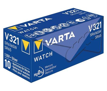 PILA BOTON OXIDO DE PLATA VARTA - SR616 V321 SR616SW, V321, RW321, SR65 - 1,55V 13mAh - 1 UNIDAD