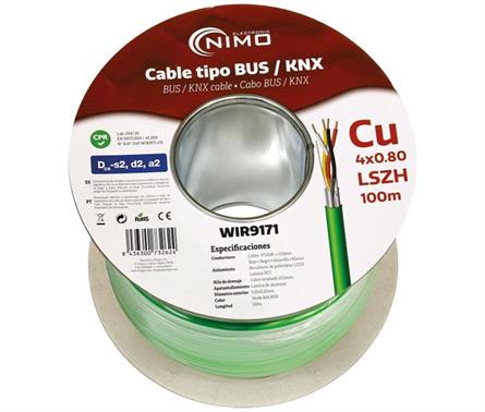 BOBINA DE CABLE BUS KNX BLINDADO 4x0,8mm COBRE RIGIDO - FUNDA VERDE - 100 METROS