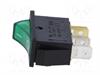 INTERRUPTOR BASCULANTE - 1 POSICION - 16A 250VAC - ON OFF - LUMINOSO - VERDE - 30,3x10,6mm