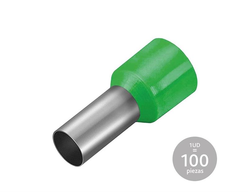 PUNTA HUECA PARA CABLE - PREAISLADA - CABLE DE 6mm - VERDE - BOLSA 100 UNIDADES