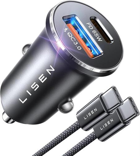 CARGADOR DE COCHE PD QC3.0 - USB A + USB C  - 54W - INCLUYE CABLE NYYLON USB C DE 60W