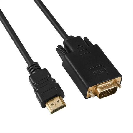 CONEXION - ADAPTADOR ENTRADA HDMI MACHO - SALIDA VGA MACHO - 1080p -  1,8M - PASIVO - DORADO
