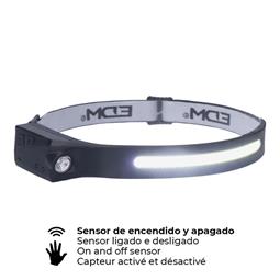 LINTERNA FRONTAL LED RECARGABLE CON SENSOR - 8W + 3W -- 2+2 MODOS -- 280lm + 100lm - BANDA AJUSTABLE - LUZ FRIA