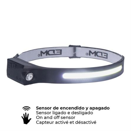 LINTERNA FRONTAL LED RECARGABLE CON SENSOR - 8W + 3W -- 2+2 MODOS -- 280lm + 100lm - BANDA AJUSTABLE - LUZ FRIA
