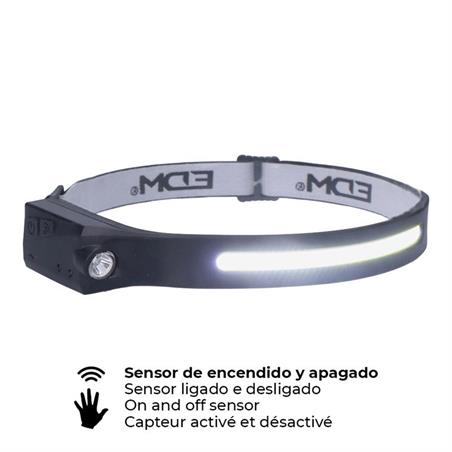 LINTERNA FRONTAL LED RECARGABLE CON SENSOR - 8W + 3W -- 2+2 MODOS -- 280lm + 100lm - BANDA AJUSTABLE - LUZ FRIA