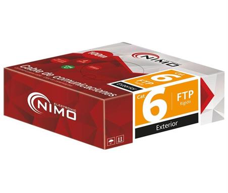 BOBINA CABLE FTP CAT6 RIGIDO - PARA EXTERIOR - AWG23 - 100 METROS - NEGRO