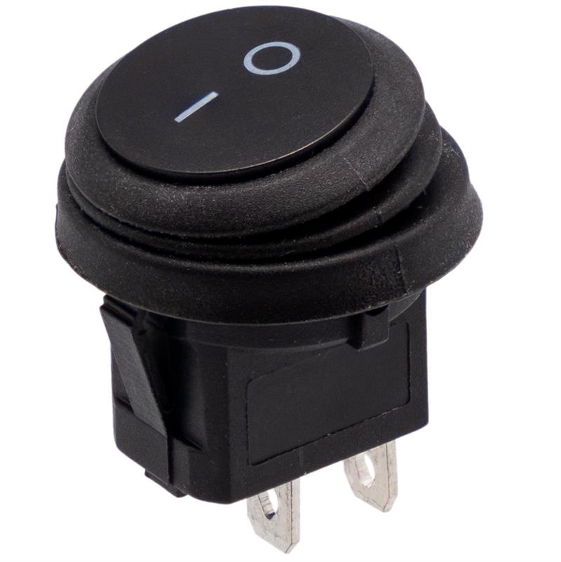 INTERRUPTOR BASCULANTE ESTANCO - 2 POSICIONES - 6A 250VAC - ON OFF - ORIFICIO DE MONTAJE 20,5mm - TECLA NEGRA
