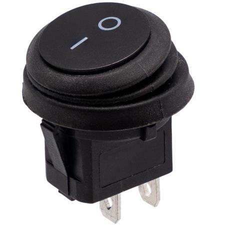 INTERRUPTOR BASCULANTE ESTANCO - 2 POSICIONES - 6A 250VAC - ON OFF - ORIFICIO DE MONTAJE 20,5mm - TECLA NEGRA