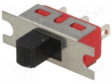 INTERRUPTOR DESLIZANTE SPDT - 2 POSICIONES - 2A 250VAC - 5A 28VCC - ON ON  - TECLA DE 5,8mm - 19,56x6,1x6,35mm