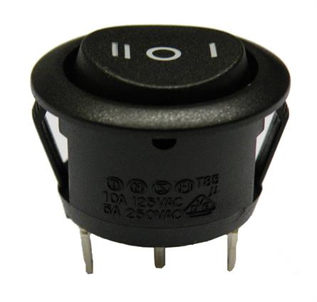 INTERRUPTOR BASCULANTE SPDT - 3 POSICIONES - 6A  250VAC - ON OFF ON - NEGRO REDONDO