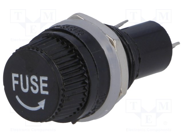 PORTAFUSIBLES PARA EMPOTRAR - GENERICO - PARA FUSIBLES DE 5X20 10A 250V - ORIFICION DE MONTAJE 11,5mm