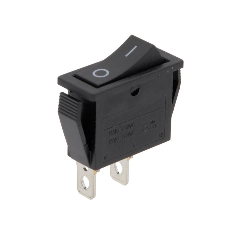 PULSADOR BASCULANTE ROCKER- 2 posiciones RETORNO - 16A 250VAC - OFF-(ON) - NEGRO