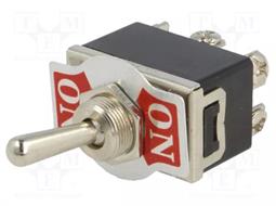 INTERRUPTOR PALANCA NINIGI DPDT - 3 POSICIONES 10A 250V - [ON - ON] - CONECTORES FASTON 6,3mm